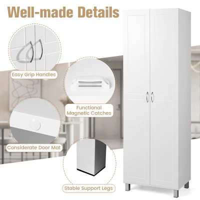 Costway 73.5''Double Door Tall Pantry Cabinet Freestanding Versatile Storage Organizer White - Image 6