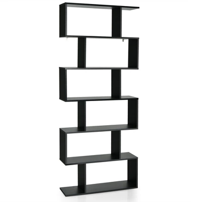 Costway 6 Tier S-Shaped Bookshelf Storage Display Bookcase Decor Z-Shelf - Image 10