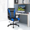 Costway Office Chair Computer Desk Chair Swivel Gaming PU Leather W/Padded Armrest WhiteBlueRed
