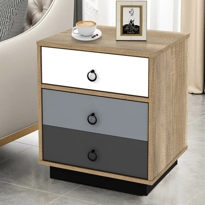 Costway 2PCS Nightstand With Drawer And Storage Cabinet Wooden Sofa Side Table End Table - Image 2