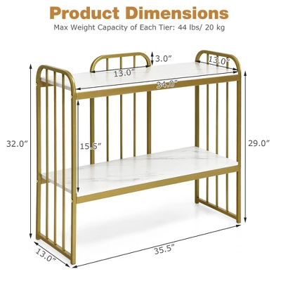 Costway 2-Tier Console Table Modern Buffet Serving Table Storage Shelf For Entryway - Image 7