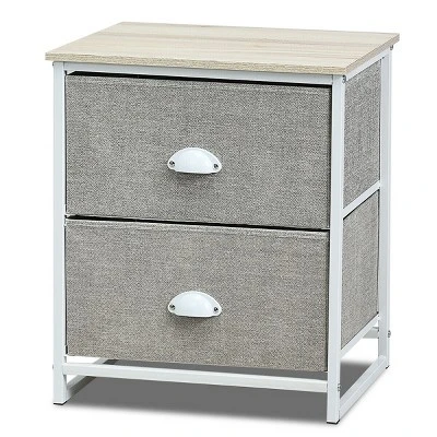 Costway 2 Drawers Nightstand Side Table Storage Unit Display Metal Frame Dorm Room - Image 11