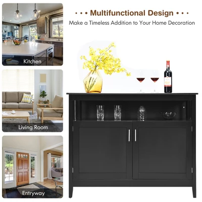 Costway Kitchen Sideboard Buffet Server Cupboard Storage Cabinet W/2 Doors Black - Image 5