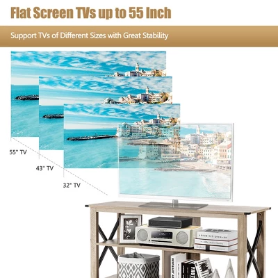 Costway Modern TV Stand For TV's Up To 55" W/ 3-Tier Open Shelves - Image 5