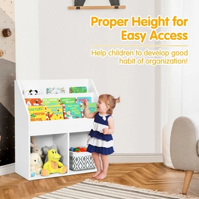 Costway Kids Wooden Bookshelf Bookcase Children Toy Storage Cabinet Organizer - Image 8