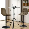 Costway Set Of 2 Adjustable Bar Stools Swivel Counter Height Linen Chairs With Back Brown
