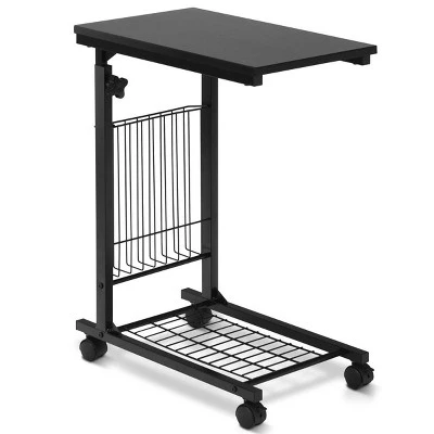 Costway Height Adjustable Sofa Side Table Snack End Slide Under Table Rolling Casters - Image 9