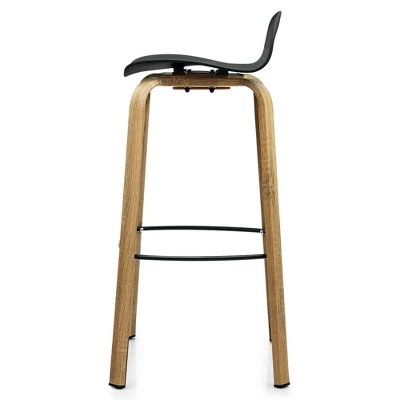 Costway Set Of 2 Barstools Modern 30inch Pub Chairs W/Low Back & Metal Legs Black - Image 9