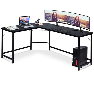 Costway L-Shaped Computer Desk Corner Workstation Study Gaming Table Home Office - Image 9