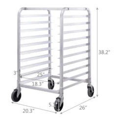 Costway 10 Sheet Aluminum Bakery Rack Silver Commercial Cookie Bun Pan Kitchen W/Wheel