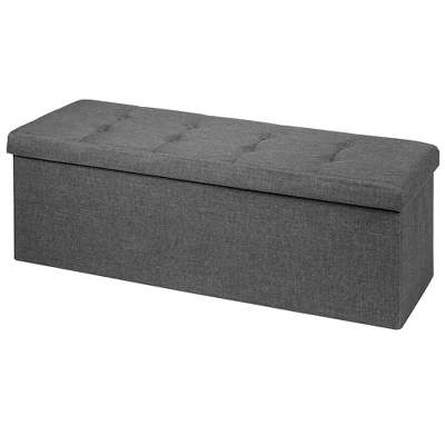 Costway Fabric Folding Storage Ottoman Storage Chest W/Divider Bed End Bench Light GreyDrak GreyNavy - Image 10