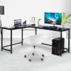 Costway L-Shaped Computer Desk Corner Workstation Study Gaming Table Home Office