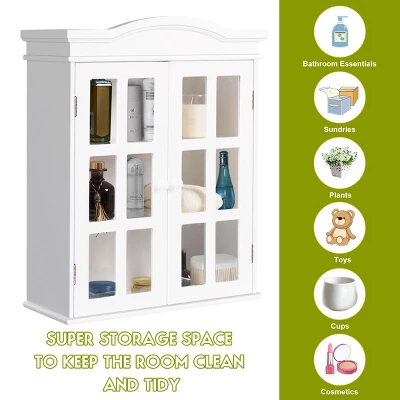 Wall-Mount Bathroom Storage Cabinet Medicine Organizer Double Doors Shelved New - Image 5