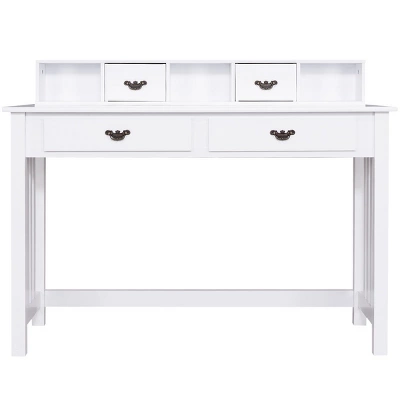 Costway Writing Desk Mission White Home Office Computer Desk 4 Drawer - Image 6