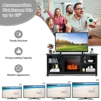 Costway 58'' 2-Tier Fireplace TV Stand W/18'' 1400W Electric Fireplace 65'' - Image 5