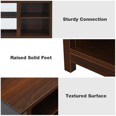 Costway TV Stand 58 Inch Entertainment Media Console Center Up To 65 Inch Coffee Or Black With 2 Tiers - Image 2