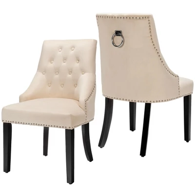 Costway Set Of 2 Button-Tufted Dining Chair Upholstered Armless Side Chair - Image 8