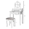 Costway Vanity Wood Makeup Dressing Table Stool Jewelry Desk 4 White