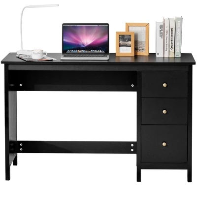 Computer Desk Study Writing Desk Home Office Workstation With 3 Drawers WhiteBlack - Image 9