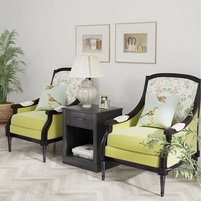 Costway Nightstand With Drawer And Shelf Rustic Wooden Bedside Table Bedroom Brown / Natural / Black - Image 4