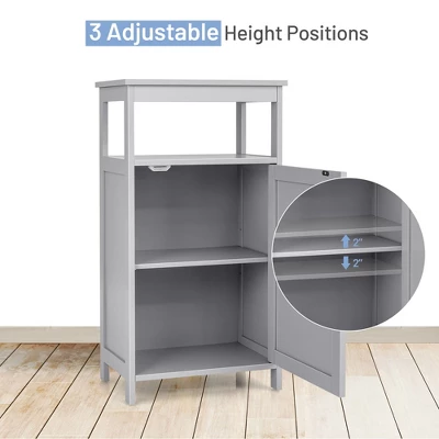 Bathroom Wooden Floor Cabinet Multifunction Storage Rack Organizer Stand Grey/White - Image 4