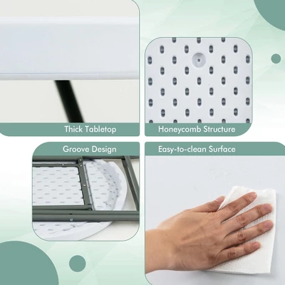 Costway 32'' Round Folding Table Portable & Lightweight Table For Indoor & Outdoor Use White - Image 7