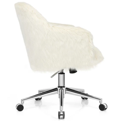 Costway Synthetic Swivel Office Chair Adjustable Task Chair Fluffy Vanity Chair - Image 9