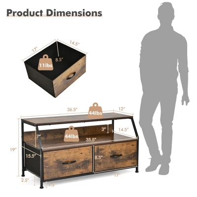 Costway Dresser TV Stand Media Console Table Organizer W/2 Storage Drawer & Open Shelves - Image 4