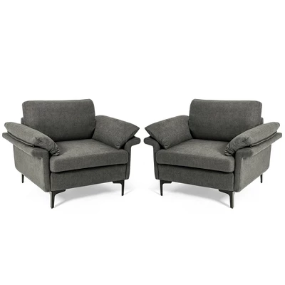 Costway Set Of 2 Fabric Accent Armchair Upholstered Single Sofa W/ Metal Legs - Image 10