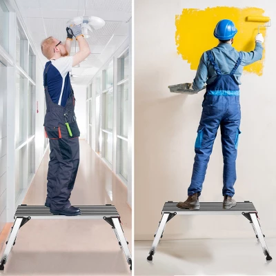 Costway 330lbs Aluminum Step Stool Folding Bench Work Platform Non-slip Drywall Ladder - Image 3