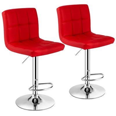 Costway Set Of 2 Adjustable Bar Stools PU Leather Swivel Kitchen Counter Pub Chair - Image 11