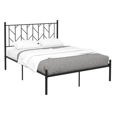 Costway Full/Qween/Twin Size Metal Platform Bed Frame Vintage Headboard Mattress Foundation Black - Image 8