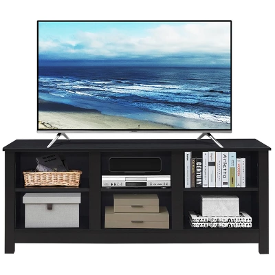 Costway TV Stand Cabinet For TV's Up To 60'' Entertainment Center W/Storage Shelves BlackBrown - Image 9