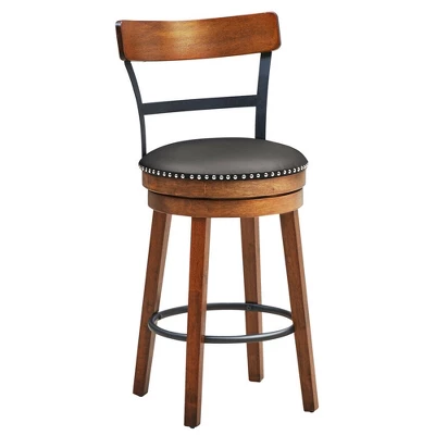 Costway Set Of 2/4 BarStool 25.5'' Swivel Counter Height Dining Chair With Rubber Wood Legs - Image 4