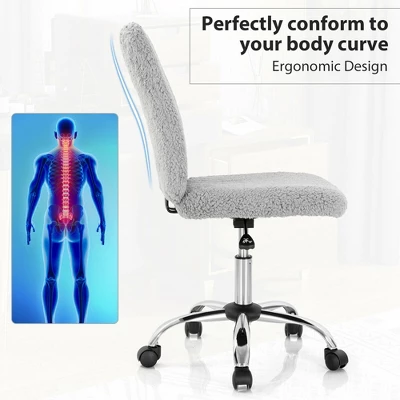 Costway Armless Faux Fur Leisure Office Chair Adjustable Swivel Task Chair - Image 4