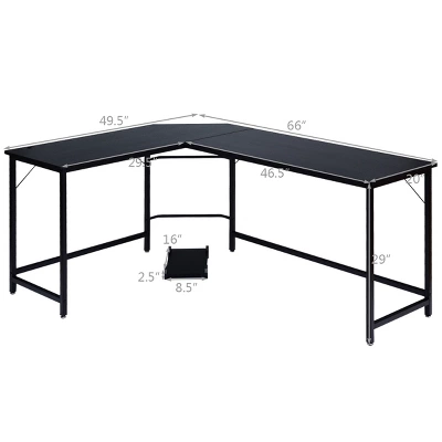 Costway L-Shaped Computer Desk Corner Workstation Study Gaming Table Home Office - Image 2