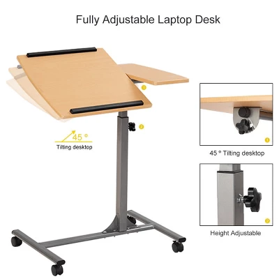 Costway 1PC Adjustable Laptop Notebook Desk Table Stand Holder Swivel Home Office Wheel - Image 2