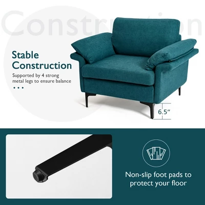 Costway Set Of 2 Fabric Accent Armchair Upholstered Single Sofa W/ Metal Legs - Image 6