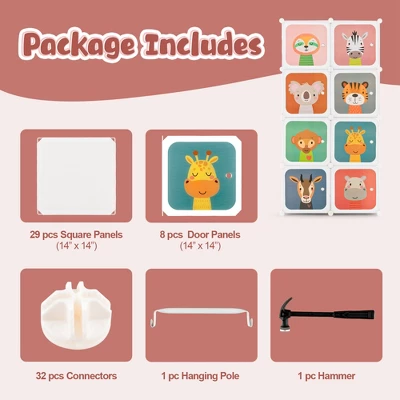 Costway 8-Cube Kids Wardrobe Baby Dresser Bedroom Armoire Clothes Hanging Closet With Doors - Image 7