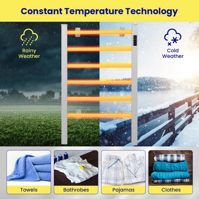 Costway Freestanding Wall Mounted Towel Warmer 6-Bar Aluminum Heated Towel Rack W/ Timer - Image 6