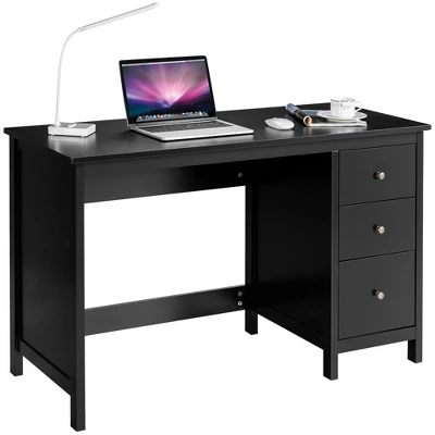 Computer Desk Study Writing Desk Home Office Workstation With 3 Drawers WhiteBlack - Image 10