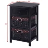 Costway Black Night Stand 3 Tiers 1 Drawer Bedside End Table Organizer Wood W/2 Baskets
