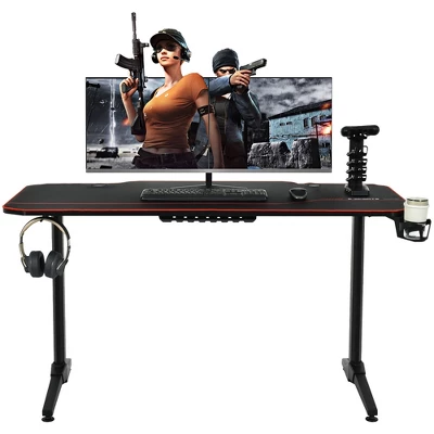 Costway 55'' Gaming Desk T-Shaped Computer Desk W/Full Desk Mouse Pad&Gaming Handle Rack - Image 9