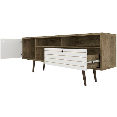 Costway Modern TV Stand/Console Cabinet 3 Shelves Storage Drawer Splayed Leg Wood/White - Image 9