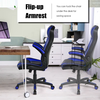 Costway Racing Style Office Chair Ergonomic Adjustable Computer Chair W/Flip-up Arm - Image 7