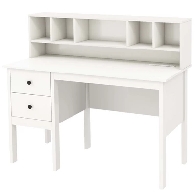 Costway Computer Desk 48" Writing Table W/ Power Outlets 5-Cubby Hutch 2 Storage Drawers - Image 9