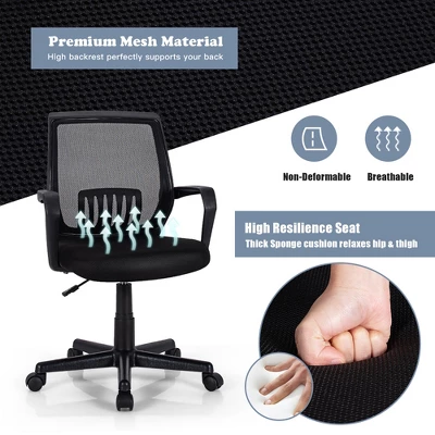Costway Mid-Back Mesh Chair Height Adjustable Executive Chair W/ Lumbar Support - Image 8