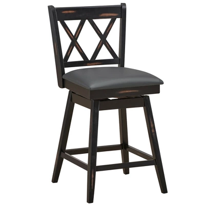 Costway Set Of 2/4 Barstools Swivel Counter Height Chairs W/Rubber Wood Legs Black/White - Image 9