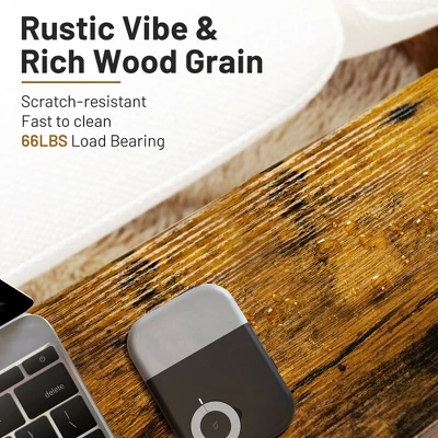 Costway Industrial End Side Table Mesh Magazine Holder Nightstand Rustic Brown - Image 5