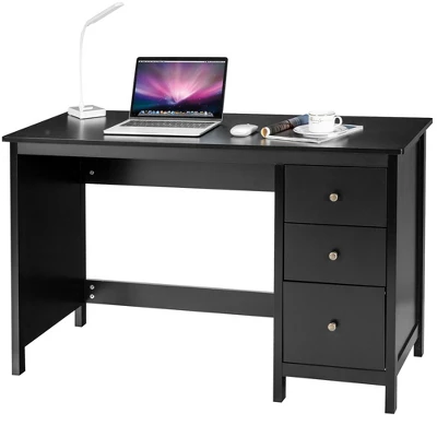Computer Desk Study Writing Desk Home Office Workstation With 3 Drawers WhiteBlack - Image 8